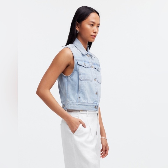 Madewell Women’s Denim Oversized Boxy Vest in Fitzgerald Wash NQ330 Size S NWT - Picture 4 of 7